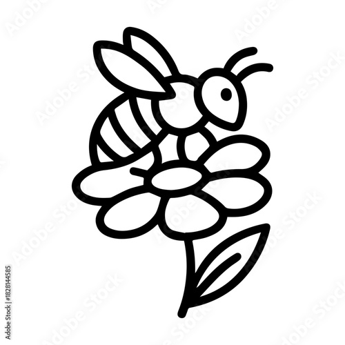 bee on a flower vector line icon on a white background
Vector line icon on a white background
