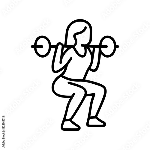 woman doing squats vector line icon on a white background
Vector line icon on a white background