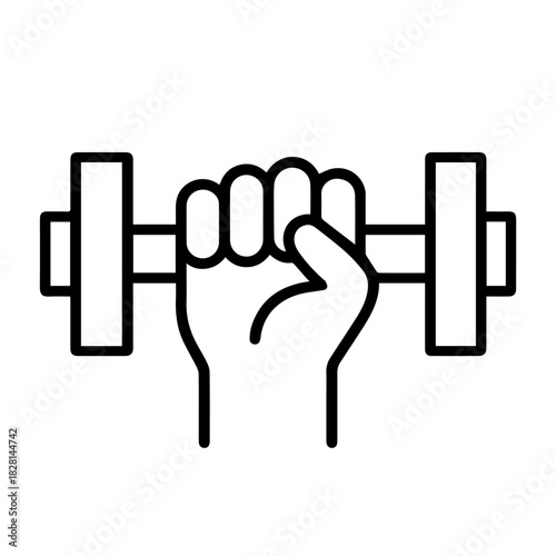 hand with dumbbell vector line icon on a white background
Vector line icon on a white background