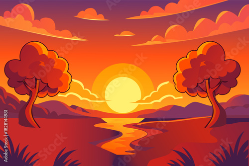 Pôr do sol no horizonte