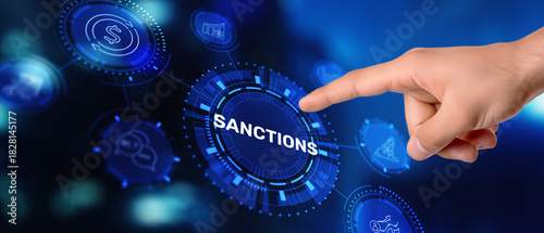 Foto Economic sanctions as political pressure tool with financial restrictions and tr