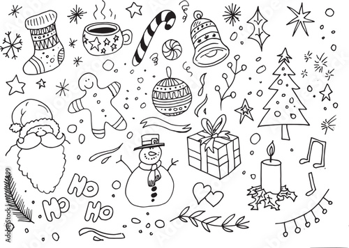 Christmas Hand Drawn Doodles,
vector elements on white background