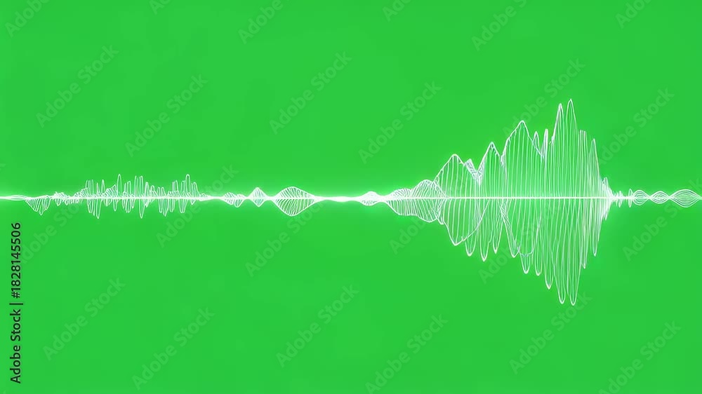 White digital sound waveform animation and audio meter visualization ...