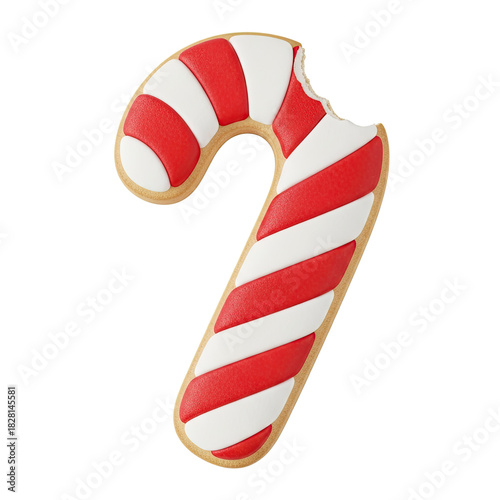 Candy Cane With Red White Stripes and Gold Outline Holiday Treat