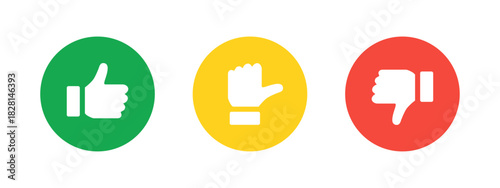 Like neutral dislike icon. Simple rating gesture set with positive, middle and negative hand signs vector. Clean feedback choice for polls and user reactions sign. Clear interface concept pictogram.