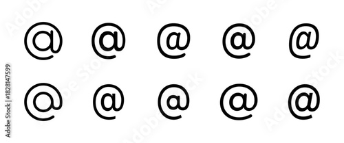 At icon. Clean email symbol for messages and digital communication vector. Simple arroba mark for contact forms sign. Minimal web typography element for interfaces symbol. Modern address concept.