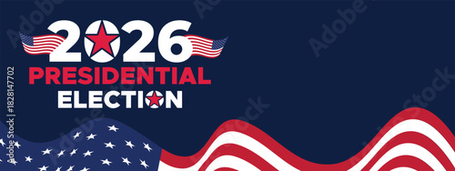 2026 Presidential Election Banner with Wavy Red Lines and Bold Typography