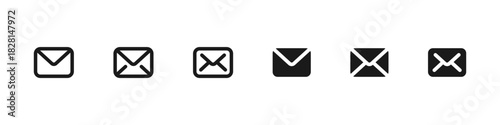 Mail icon set. Closed envelope symbol for messages and email vector illustration. Communication element for inbox or sending letters sign. Simple correspondence pictogram concept.
