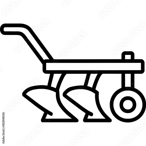 Plow farming equipment outline icon vector