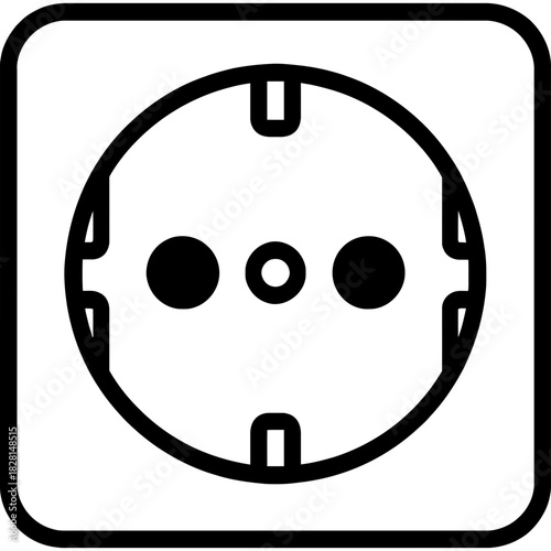 Socket outlet outline icon vector