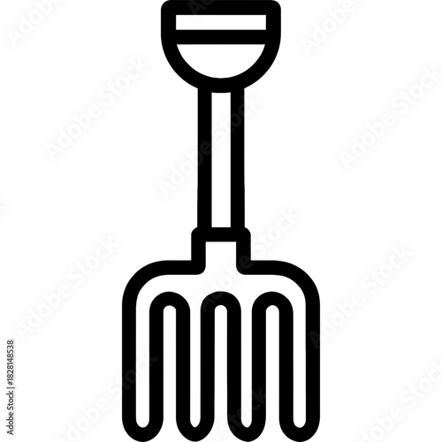 Pitchfork farming tool outline icon vector