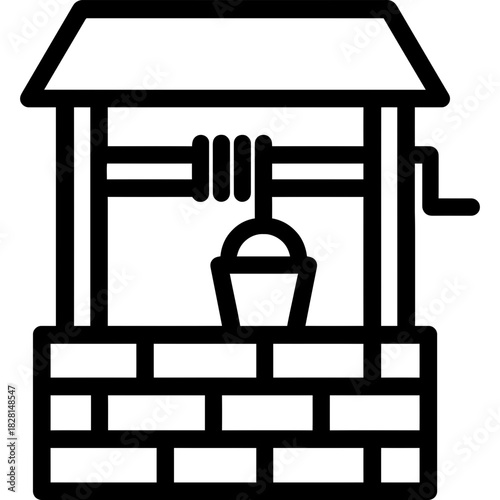 Farm well water outline icon vector
