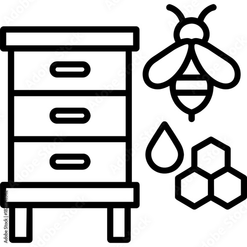 Beehive agriculture outline icon vector