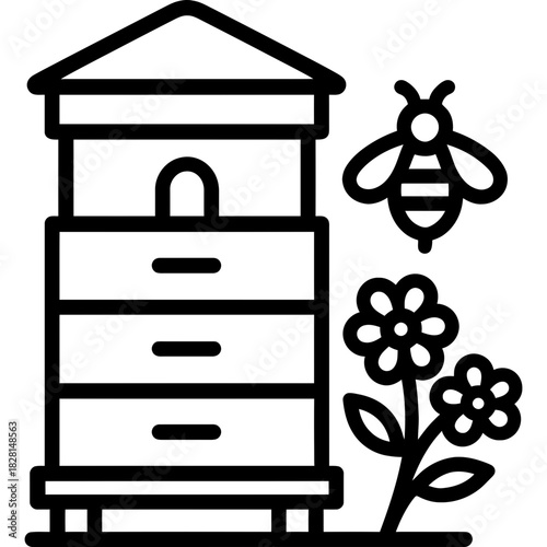 Beehive agriculture outline icon vector