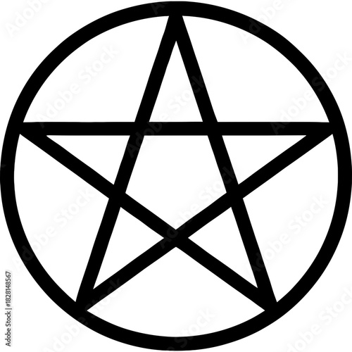 Magic pentagram star in circle outline icon vector