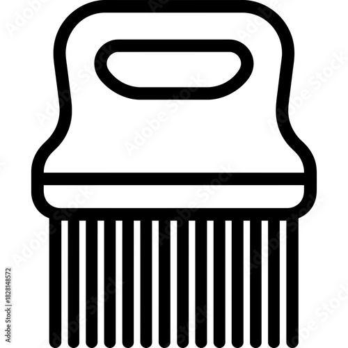 Flea comb grooming tool outline icon vector