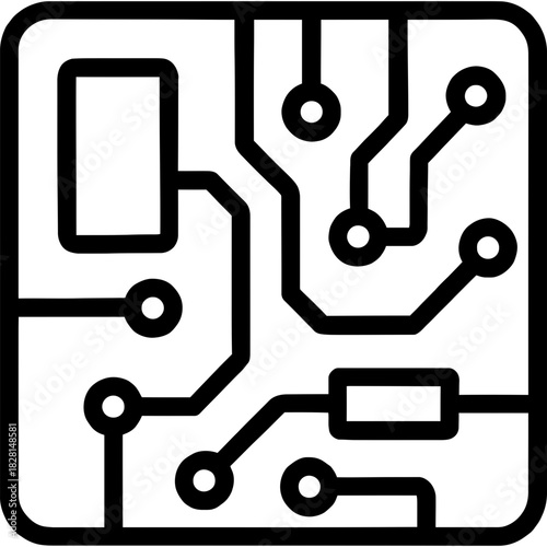 Circuit board outline icon vector