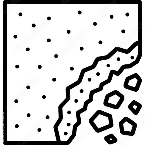 Concrete spalling surface outline icon vector