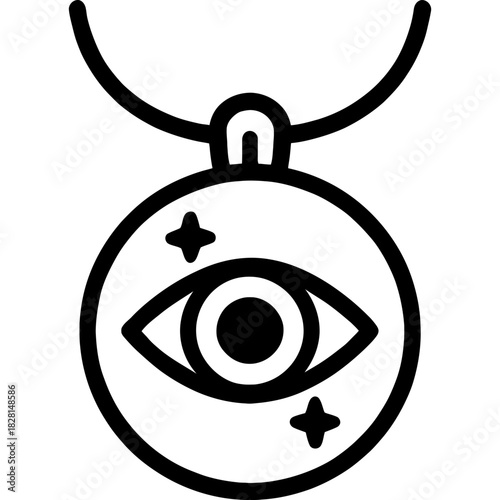 Mystical amulet pendant outline icon vector