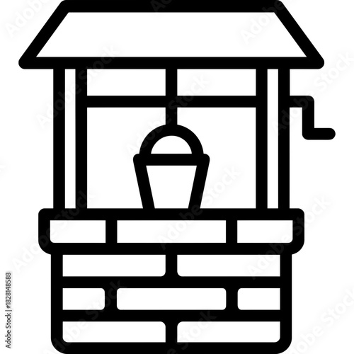 Farm well water outline icon vector