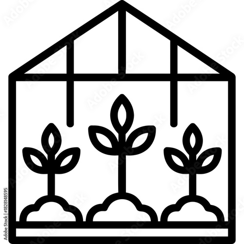 Greenhouse farming outline icon vector