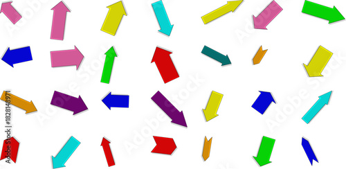 Colorful arrows point in various directions on a clean white background