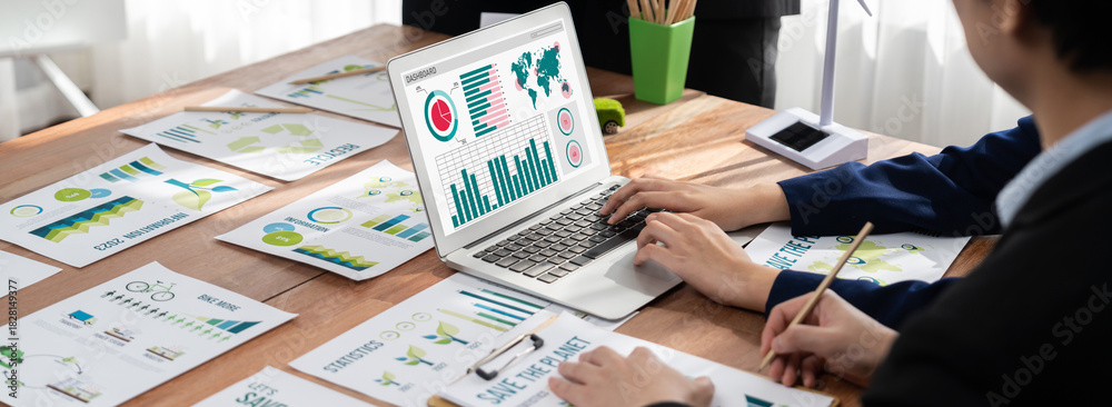 Fototapeta premium Business data dashboard provide brisk business intelligence analytic for marketing strategy planning