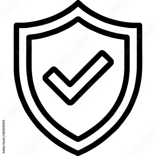 Shield with checkmark outline icon vector