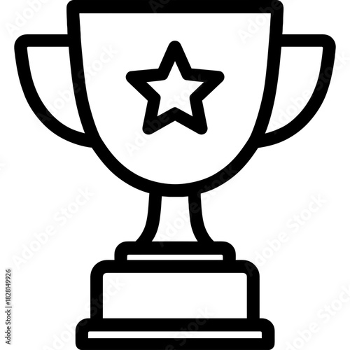 Trophy cup with handles outline icon vector