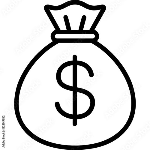 Money bag with dollar sign outline icon vector