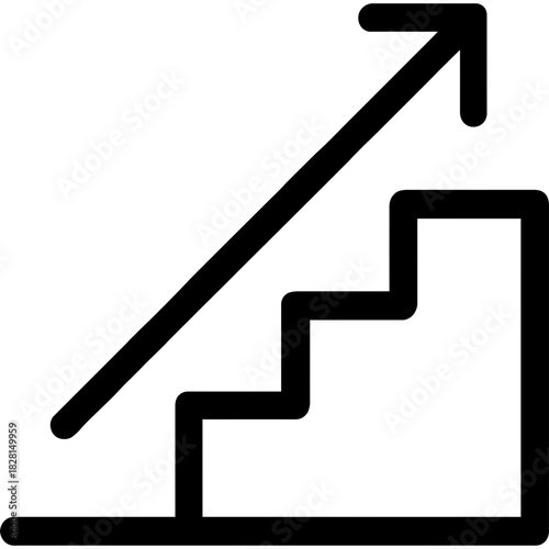 Upward stairs with arrow outline icon vector