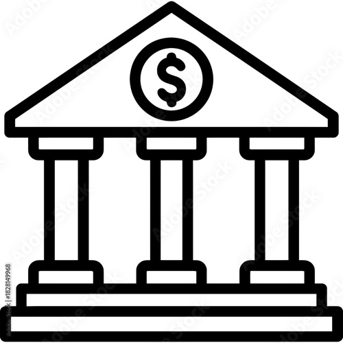 Classical bank building outline icon vector