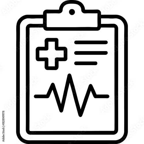 Medical chart clipboard outline icon vector