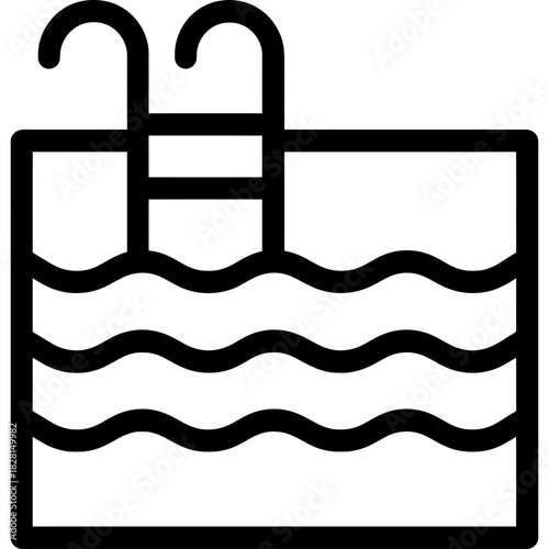 Swimming pool water recreation outline icon vector