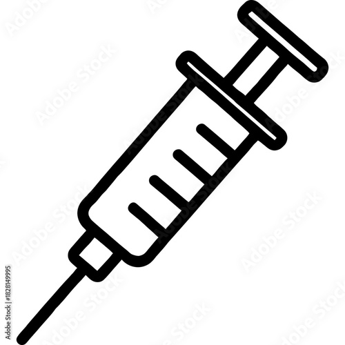 Syringe with needle outline icon vector