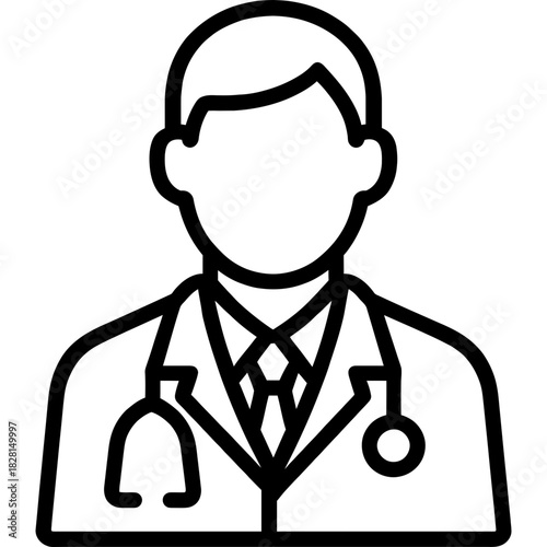 Doctor with coat outline icon vector