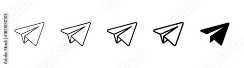 Paper plane icon. Paper airplane symbol for fast message delivery vector illustration. Message and chat sign for mobile and social interfaces pictogram.