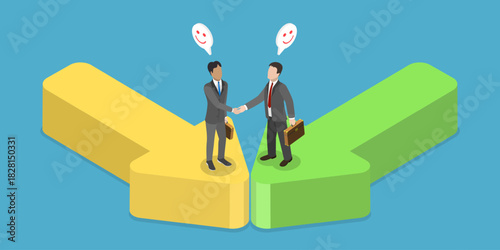 3D Isometric Flat Vector Illustration of Partnership, Concept Of Business Deal Or Financial Agreement.