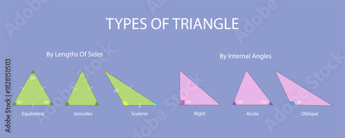 3D Isometric Flat Vector Illustration of Triangle Types, Based On Side Lengths And Internal Angles