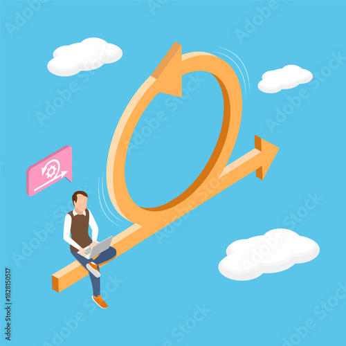 3D Isometric Flat Vector Illustration of Agile Methodology, Dynamic Approach To Software Development