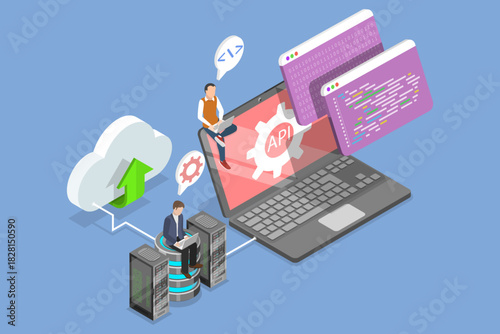 3D Isometric Flat Vector Illustration of API, Introduction To Application Programming Interfaces