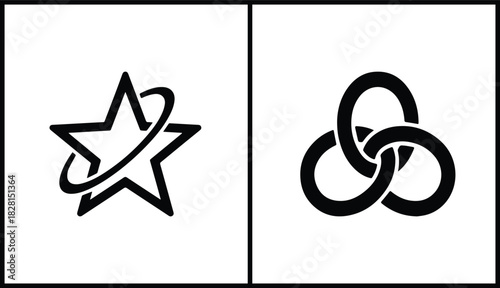 Abstract star space orbit with knot circle logo design vector graphic elements collection
