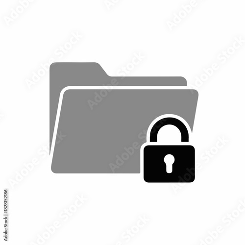 Secure folder depicting privacy with a padlock for file protection. Secure folder offers data safety, featuring a closed lock, enhancing folder security to prevent unauthorized access.