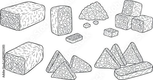 Outline vector illustration of various types of confectionery and snack bars ideal for food packaging and design projects