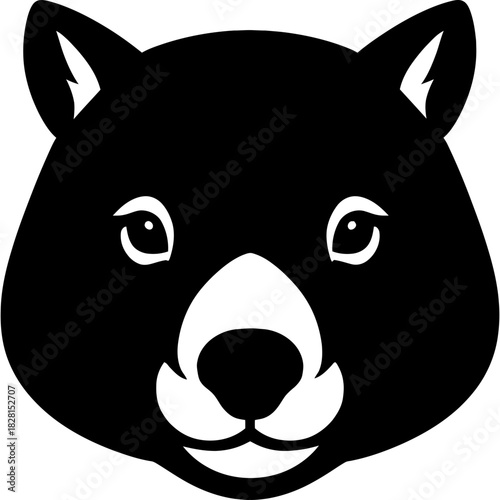 Minimalistic black wombat head silhouette