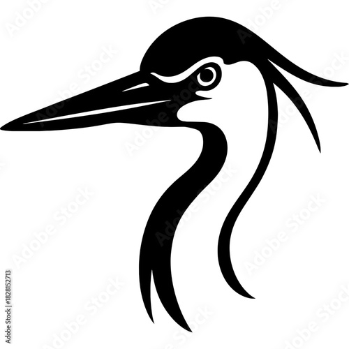 Minimalistic heron head silhouette
