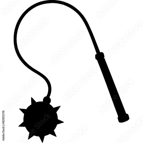 Black vector silhouette of meteor hammer