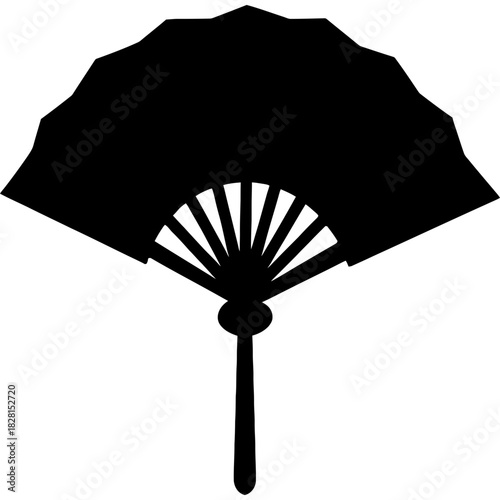 Black tessen silhouette on white background