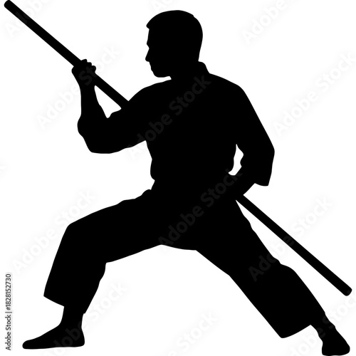 Black vector silhouette of jo staff