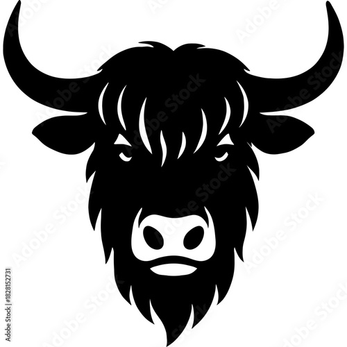 Minimalistic black yak head silhouette